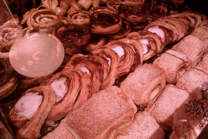 Can't go to Denmark without eating a Danish pastry! This is pastry cabinet of Lagkagehuset at the main station.